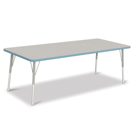 Jonti-Craft Berries Rectangle Activity Table, 30 in. x 72 in., A-height, Freckled Gray/Coastal Blue/Gray 6413JCA131